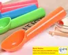 100st Sweet Color Ice Cream Scoop Plastic Melon Baller Thicken Cylindrical Handle Dessert Spoon Kitchen Tool