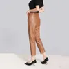 Pantaloni in pelle autentica Donne High Waist 2023 Autunno e inverno Corea Streetwear Cantaloni da donna con cintura