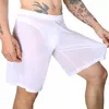 Underbyxor män ren färg underkläder elastisk midjeband boxare trosor seatid mesh casual shorts bekväma sovande korta byxor underkläder