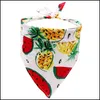 Accessorio per abbigliamento per cani Collare a bandana per gatti domestici estivi Fazzoletto da collo regolabile Triangolo Sciarpa al collo Modello di frutta tropicale Asciugamano saliva P Dhder