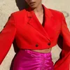 Women's Suits Chic Button White Cropped Blazer Women Coats 2023 Spring Fall Long Sleeve Short Jacket Female Turn-down Collar Outwear Y2K