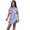 Summer Women Casual Dresses Designer Baseball Outfits 2 Piece Dress Suits 2023 New Short Sleeve Top And Skirt Matching Set