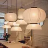 Lampes suspendues Moderne E27 Lampe Minimalisme Papier De Riz Salon Chambre Conception Artistique Chinoise Design Rétro Restaurant Lumière
