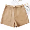 Kvinnors shorts kvinnors höga midja koreansk stil äkta fårskinn läder shorts kvinnors sexiga mini shorts 230331