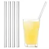 Pailles à boire droites réutilisables en paille de verre transparent avec brosse Pailles en verre écologiques pour Smoothies Cocktails Xu