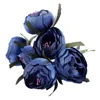 Flores decorativas 6pcs/lot simulação de seda de pano de seda Bouquet Holding (Royal Blue Purple Heart) Diâmetro de flor única