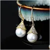 Boucles d'oreilles en perles d'eau douce manchette d'oreille avec zircone cubique pendantes classiques pour femmes livraison spéciale anniversaire Ocn Dhgarden Dhzoq