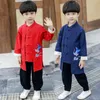 Vêtements ethniques Enfants Année Costumes traditionnels chinois Oriental Enfants Tops Pantalons 2 pièces Hanfu Ensembles Vintage Grue Broderie Tang Costume 230331