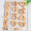 Body Tandsers Toys Kovict 5pcs Beech Cartoon Clip houten ring fopspeen ketting Diy Crafts cadeau speelgoed accessoires 230331