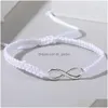 Chaîne À La Main De Mode Numéro 8 Charmes Bracelet Pour Les Femmes Ajuster Sier Plaqué Infinity Symbole Bracelets Noir Blanc Tressé R Dhgarden Dh9Jd