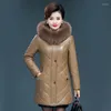 Cappotto da donna in pelle da donna Inverno 2023 Moda Collo in pelliccia calda Giacca con cappuccio in finta pelle di pecora Top Capispalla Donna Taglie forti L-7XL