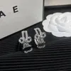 Classique Argent Diamant Timbre Boucles D'oreilles De Luxe Designer Boucles D'oreilles Femmes Vintage Style Bijoux Cadeaux Exquis Pour Hommes Et Femmes De Luxe Correspondant Couples Avec Boîte