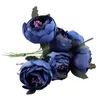 Flores decorativas 6pcs/lot simulação de seda de pano de seda Bouquet Holding (Royal Blue Purple Heart) Diâmetro de flor única