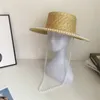 Luxury Pearl Link Straw Hats Women Straw Fisherman Hat Beach Sun Caps Summer Ladies Vacation Cap