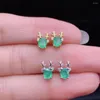 Dangle Earrings Deer Style Green Emerald Gem Beauty Silver Fine Jewelry NaturalEarring Girl Women Party Birthday Christm