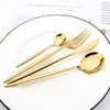 Dinnerware Sets Mirror 24 piece gold tableware set kitchen tableware stainless steel knife fork spoon silver household tableware set 230331