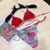 Blomma tryckt baddräkt Kvinnor Strappy Badkläder avtagbar vadderad bh bikini sommarpool baddräkt