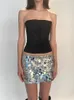 Skirts CHRONSTYLE Women Sequined Sparkle Bodycon Short Mini Shiny Glitter Pencil Nightwear Party Clubwear 2023
