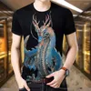 Camisetas de hombre Camiseta de manga corta de mediana edad y joven Verano Patrón de animal fino Moda Tendencia delgada Estilo salvaje Código L-4XL