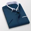Mäns avslappnade skjortor tfetter sommarföretagskjorta mäns korta ärm knappar topp lapel casual skjorta herrkläder plus storlek 5xl 230331
