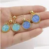 Stud Trendy Drusy Round Resin Stone Dangle Boucles d'oreilles pour les femmes Colorf Gold Sparkly Quartz Druzy Boucles d'oreilles Saint Valentin Jewelr Dhgarden Dhhqu