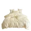 Bettwäsche-Set Prinzessin Jacquard Satin Baumwolle Tagesdecke Set Luxus Beige Spitze Blumen Rüschen Bettbezug Bett Rock Bettlaken Kissenbezüge