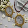 Tema náutico Gold Ship Wheel Photo Frame Plact Holder Wedding Favors Sovenir Party Gifts