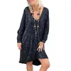 Casual Dresses Autumn Dress Wear Resistant Loose Shiny Sequins Plus Size Female Clothing