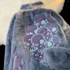 Damesjassen vintage schedel geborduurd lam fleece jas 2023 winter dames grote ritssluiting casual top katoenen vest