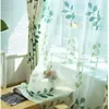 커튼 그린 블루 잎 현대 정전 커튼 거실 창문 블라인드 프린트 침실 완성 된 드레이프 홈 장식
