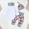 Kläderuppsättningar 018m Prince Daddy 4st Set Born Baby Girls Tops Romper Long Pants Outfits kläder 230331