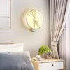 Vägglampor söta djurmönster lätt säng nattlampa guld vit ram för sovrum vardagsrummet