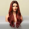 Synthetische pruiken Easihair Long Dark Red Synthetic Wig Brown om ombre natuurlijk haar te winnen voor vrouwen Cosplay Cosplaysalon Heat Resistant 230227