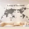 Wall Stickers 3D World Map Wall Decal Acrylic Solid Crystal Bedroom Wall with Living Room Classroom Decal Office Decoration Creativity 230331