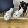 Terlik takozlar tasarımcı kadın sandalet tweed platform katırlar yüksek topuklu pompalar lüks slaytlar retro vintage paris klasik yaz flip floplar