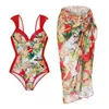 Swimwwear rembourrés de plage robe longue rouge pour les vacances Summer Bikini en trois pièces Seths Sexy Push Up Swimsuit