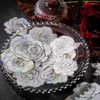 Hediye Sargısı 20 PCS Vintage Bronzing Beyaz Petal Stickers Estetik Çubuk Etiketler Dekoratif Scrapbooking Malzeme Jun Geri Malzemeleri