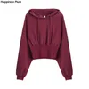 Women's Hoodies & Sweatshirts Goth Hoodie Y2k Harajuku Solid Color 2023 Winter Long-sleeve Corset Top Female Version Of The Tide Loose Thin