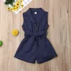 Ensembles de vêtements Mode Enfants Bébés Filles Vêtements Sans Manches Bowtie Taille Combishorts Tenues D'été Sunsuit Ensemble Enfants 230331