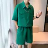 Tracksuits voor heren stelt mannen casual ontwerp shirts shorts shorts all-match Japanse ulzzang stijlvolle tieners dynamische mode kleding knappe streetwear gezellig w0322