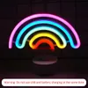 Nachtlichter, Neonschild, LED, regenbogenförmiges Neonlicht, batterie-/USB-betrieben, bunte Neonlampe mit Halterung, Regenbogen-Nachtlicht, dekorativ, P230331