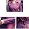 Women's Trench Coats Ladies Elegant Slim Coatr Autumn Women Coat purple Temperament Highend Atmosphere Female Long Windbreaker F043 230331