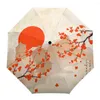 傘の日本の桜の花柄の女性男性雨傘3折りたたみ耐久性ポータブル自動ギフトパラソル