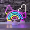 Nocne światła USB Neon Znak LED Lody Rainbow Lampa światła do sypialni na zewnątrz bateria oparta na girlandach ślub świąteczny wystrój P230331