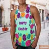 Men's Tank Tops Mens Summer Easter Fashion Casual 3D Digital Printed Vest Tall Shirt