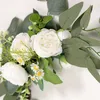 Faux Floral Greenery 2Pcs Artificial Flower Rose Peony Welcome Wedding Guest Card Romantic Arch Ceremon Reception Background Wall Decoration 230331