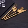 Set di stoviglie Set di posate di posate Cucchiaio e forchetta da tavola per ristorante in acciaio inossidabile dorato