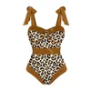 INS Leopard Bikini Lady Print Print Swimwear Outdoor Brown Swimsuit Summer Sexy Women Gound Count