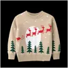 Pullover Plover Baby Kids Winter Warm Clothing Boy Girl Cartoon Christmas Tree Sleigh Knitted Sweater Children Jumper 27T Drop Deliv Dha9S