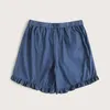 Kvinnors shorts plus size Summer Loose Casual Shorts Women's Elastic Tie Bow Wide Len Lace Beach Shorts Women's Large Shorts 5xl 6xl 7xl 230331